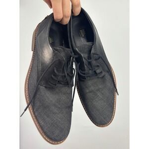 Bullboxer Mens Black Skyll Leather Denim Fabric Derby Dress Shoes Size 42 US 9